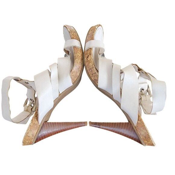 BCBG Olives White Gladiator Style High Heel Sandals With Rhinestone Accents & Co - Picture 6 of 9